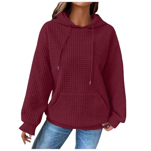 Briskorry Hoodie Damen Oversize, Kapuzenpullover Damen Oversize, Hoodies Kappe Lange Ärmel Kapuzenhoodie Entspannt Lounge Sweatshirts Einfarbiger Basic Plüschjacke Weich Training Mantel Herbst Winter von Briskorry