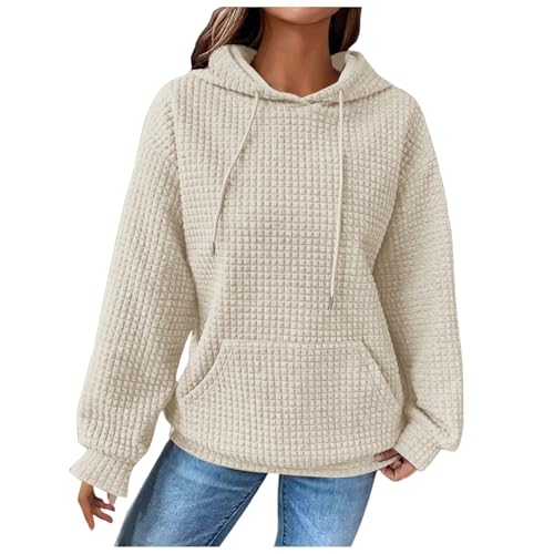 Briskorry Hoodie Damen Oversize, Kapuzenpullover Damen Oversize, Hoodies Kappe Lange Ärmel Kapuzenhoodie Entspannt Lounge Sweatshirts Einfarbiger Basic Plüschjacke Weich Training Mantel Herbst Winter von Briskorry