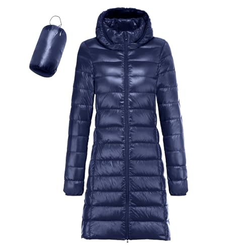 Briskorry Lange Winterjacke Damen, Daunenjacke Damen, Übergangsjacke mit Kapuzen Warm Outdoor Jacken Zipper Lange Ärmel Puffer Jacke Loose Oversized Softshelljacke Kuschelig Damen-Mäntel Winter von Briskorry