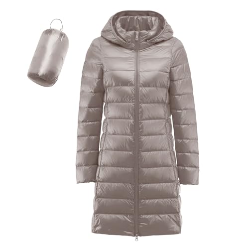 Briskorry Lange Winterjacke Damen, Steppjacke Damen, Daunenmantel mit Kapuzen Warm Outdoor Jacke Lange Ärmel Zipper Puffer Jacket Casual Übergrößen Wanderjacke Bequemes Damen-Jacken Frauen von Briskorry