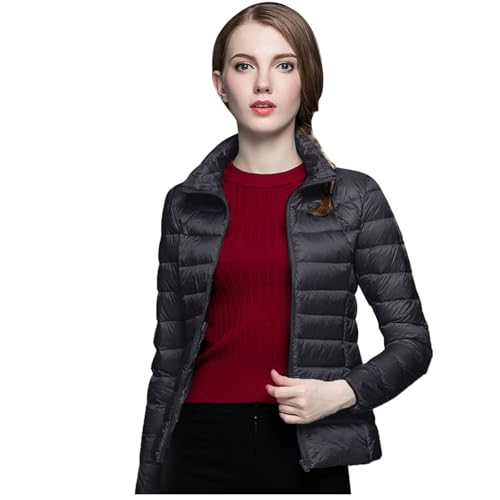 Briskorry Mädchen Winterjacke, Leichte Steppjacke, Outdoorjacke Hochgeschlossen Warme Outdoor Jacken Lange Ärmel Zipper Puffer Mantel Lose Übergrößen Fleecemantel Elegante Damen-Mäntel Winter von Briskorry