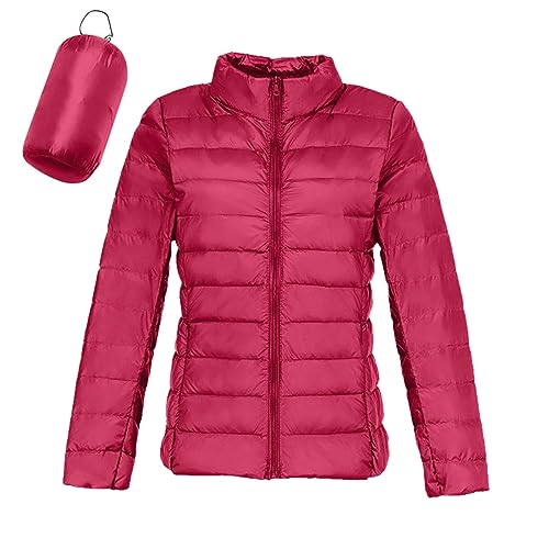 Briskorry Winterjacke Damen Elegant, Leichte Daunenjacke, Übergangsjacke Stehkragen Warmer Winterparka Zipper Langarm Daunen Mantel Lockere Oversized Fleecejacke Elegante Jacken Teenager Mädchen von Briskorry