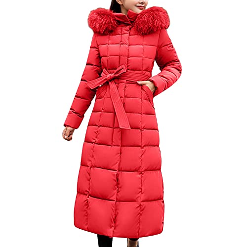 Briskorry Winterjacke Damen Fell, Damen Steppjacke Lang, Steppmantel Wärme mit Kapuzen Freizeitjacke mit Reißverschluss Lange Ärmel Puffer Jacke Casual Grosse Grössen Wachsjacke Mode Jacke Frauen von Briskorry