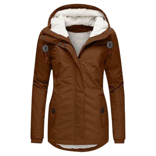 Briskorry Winterjacke Damen Lang Warm Gefüttert, Daunenjacke Damen, Steppmantel mit Kapuze Warme Outdoor Jacke Lange Ärmel Zipper Puffer Jacket Baggy Große Größen Wollmantel Mode Damen-Jacken Winter von Briskorry