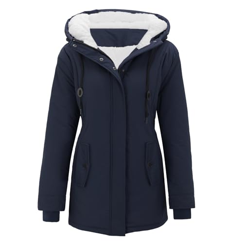 Briskorry Winterjacke Damen Warm Gefüttert, Damen Steppjacke, Outdoorjacke mit Kapuzen Warme Freizeitjacke Lange Ärmel Zipper Leichtsteppjacke Lockere Grosse Grössen Wachsjacke Elegant Parka Outdoor von Briskorry