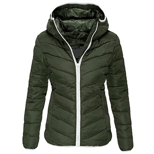 Briskorry Winterjacke Teenager, Leichte Daunenjacke, Steppmantel Wärme mit Kapuze Outdoor Jacken Langarm mit Reißverschluss Softdaunenjacke Loose Übergrößen Wachsjacke Bequemes Coat Frauen von Briskorry