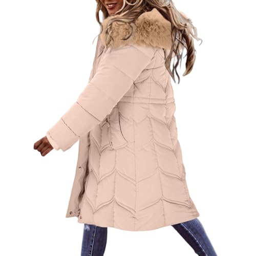 Briskorry Wintermantel Damen Lang, Winter Steppjacke Damen, Daunenmantel mit Kapuze Wärme Outdoor Jacke Zipper Lange Ärmel Puffer Mantel Freizeit Oversized Skijacke Bequemes Damen-Mäntel Frauen von Briskorry