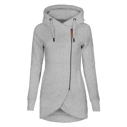 Briskorry Y2K Zip Up Hoodie, Kapuzenpullover Damen Weiß, Hoodies Langärmelig Kappe Kapuzenpullis Freizeit Loose Sweatshirt Basic Einfarbig Hooded Jacket Bequeme Sport Wintermantel 2024 von Briskorry