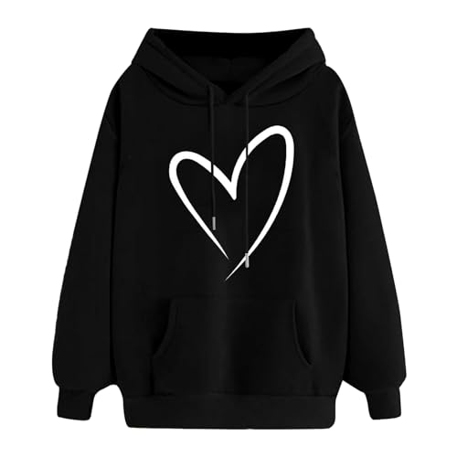 Damen Hoodie mit Kapuze, Kapuzenpullover Damen Schwarz, Hooded Langarm Kapuzen Kapuzen-Sweatshirt Beiläufig Lockere Pullover Gedrucktes Modern Zip-Jacke Bequemer Outdoor Streetwear Herbst Winter von Briskorry