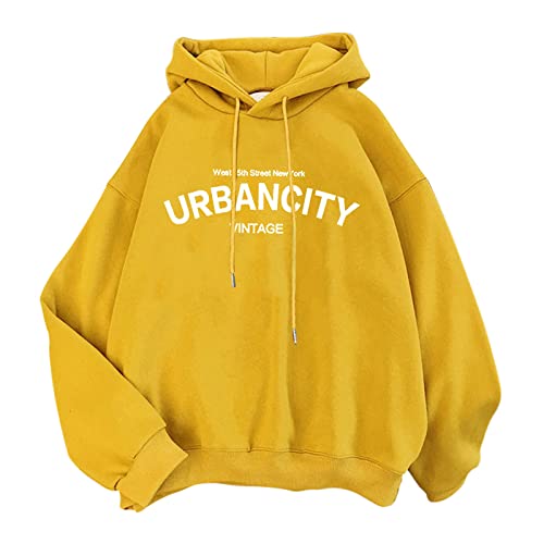 Hoodie Damen Schwarz, Kapuzenpullover Damen Lang, Hooded Kapuze Langärmliges Kapuzenpullis Lockerer Freizeit Sweatshirt Bedruckt Modische Winterjacke Fitness Komfort Streetwear Teenager Mädchen von Briskorry