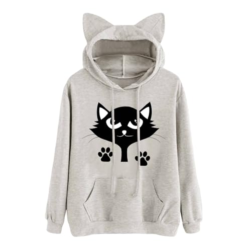 Hoodie Damen Weiß, Schwarzer Kapuzenpullover Damen, Hoodies Kapuzen Langärmelig Kapuzen-Sweatshirt Lässig Lockerer Sweatshirts Modern Gedruckter Kapuzenjacke Bequeme Outdoor Streetwear Halloween von Briskorry