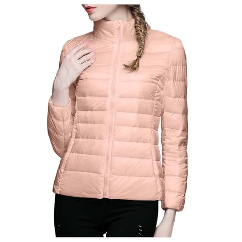 Leichte Winterjacke Damen, Damen Steppjacke Übergang, Übergangsjacke Stehkragen Wärme Freizeitjacke Lange Ärmel Zipper Leichtsteppjacke Casual Übergrößen Skijacke Bequem Oberbekleidung Frauen von Briskorry