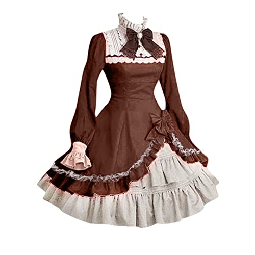 Mittelalter Kleid Damen, Weißes Renaissance Kleid, Gothiches Kleider Spitze Vintage Maxikleider Gesmokte Taille Ausgestellten Ärmeln Partykleid Off Shoulder Frabblock Hexenkleid Mittelalterliche von Briskorry