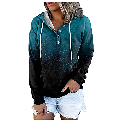 Oversize Hoodie Damen, Kapuzenpullover Damen Grün, Hooded Kordelzug Kapuze Kapuzen-Sweatshirt Lässig Locker Sweatshirts Mode Bedrucktes Hooded Jacket College Komfort Loungewear Herbst Winter von Briskorry