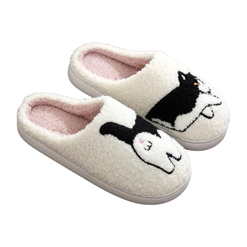 Plüsch Hausschuhe Damen, Pantoffeln Warme Weiche Puschen Cozy Leichte Slipper Memory-Schaum Pantoletten Plüsch Voll Hausschuhe Teenager Mädchen Rutschfeste Flip Flop Weihnachten Schlafzimmer von Briskorry