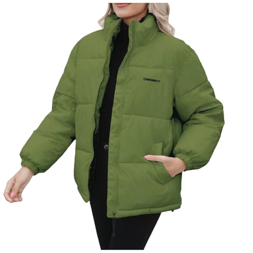 Winterjacke Damen Puffer, Steppjacke Damen Übergangsjacke, Steppmantel Rollkragen Warm Outdoor Jacken Lange Ärmel Zipper Steppparka Baggy Grosse Grössen Fleecejacke Elegant Damen-Jacken Winter von Briskorry