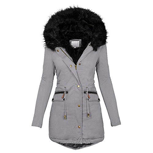 Winterjacke Damen mit Fellkapuze, Outdoor Daunenjacken für Damen, Daunenmantel Warm mit Kapuze Windjacke Langarm mit Reißverschluss Daunen Mantel Lose Übergrößen Felljacke Kuschelig Mantel Winter von Briskorry