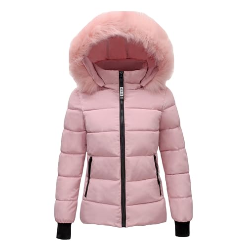 Winterjacke Damen mit Fellkapuze, Steppjacke Damen Winter, Steppmantel mit Kapuzen Warme Übergangsmantel mit Reißverschluss Langarm Softdaunenjacke Baggy Oversized Funktionsjacke Bequem Jacken Frauen von Briskorry