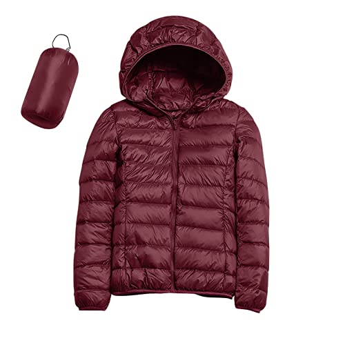 Wintermantel Damen Grosse Grössen, Ultraleicht-Steppjacke für Damen, Übergangsjacke Warmer mit Kapuze Outdoor Jacken Zipper Langarm Down Jacket Lässige Grosse Grössen Laufjacke Mode Mantel Winter von Briskorry