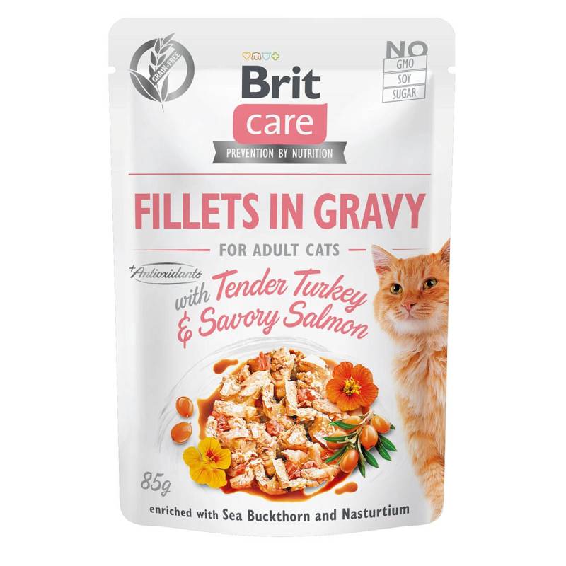 Brit Care Cat Fillets in Gravy Turkey & Salmon 48x85g von Brit Care