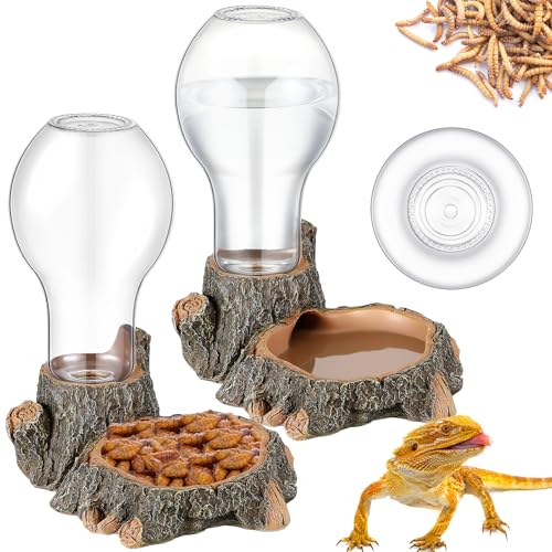 Briwooody Automatischer Reptilien-Wasserspender für Terrarium, Schildkröte, Geckos, Frosch, Schildkröte, Schildkröte, Amphibien, Eidechsen, 2 Stück von Briwooody