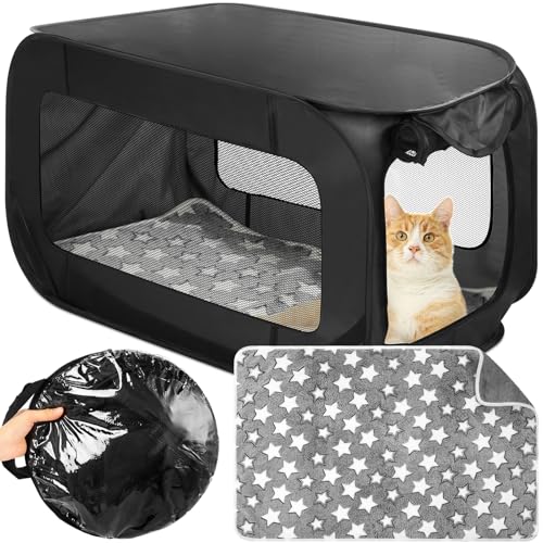 Briwooody Tragbare Katzen- und Hundebox mit Matte, Pop-Up-Hundehütte, Haustierzelt, Autositz, Reisehütte, Bett für drinnen und draußen, wasserdicht, für große Katzen, mittelgroße Welpen, Camping, von Briwooody