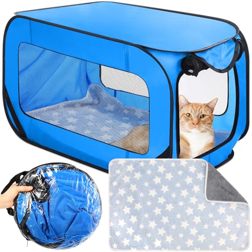 Briwooody Tragbare Katzen- und Hundebox mit Matte, Pop-Up-Hundehütte, Haustierzelt, Autositz, Reisehütte, Bett für drinnen und draußen, wasserdicht, für große Katzen, mittelgroße Welpen, Camping, 94 von Briwooody