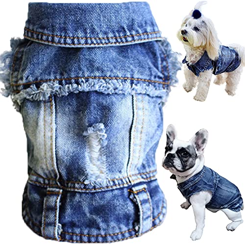 Brocarp HundeJeansjacke, Blau Denim Revers Weste Mantel TShirt Kostüm Niedlich Mädchen Junge Hund Welpen Kleidung Komfort und Coole Bekleidung für Kleine Mittlere Hunde Katzen Maschinenwaschbar Brocarp HundeJeansjacke, Blau Denim Revers Weste Mantel TShirt Kostüm Niedlich Mädchen Junge Hund Welpen Kleidung Komfort und Coole Bekleidung für Kleine Mittlere Hunde Katzen Maschinenwaschbar von Brocarp