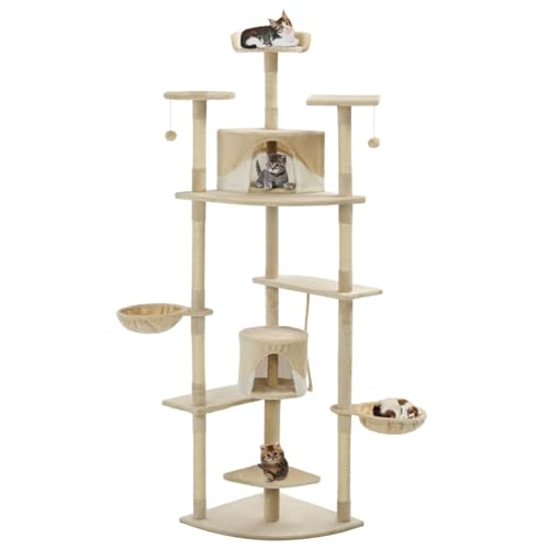 Brokky Katzen-Kratzbaum Sisal 203 cm Katzenkratzbaum Cat Tree Katzen Kratzbaum Katzen ZubehöR Indoor Beige und Weiß von Brokky