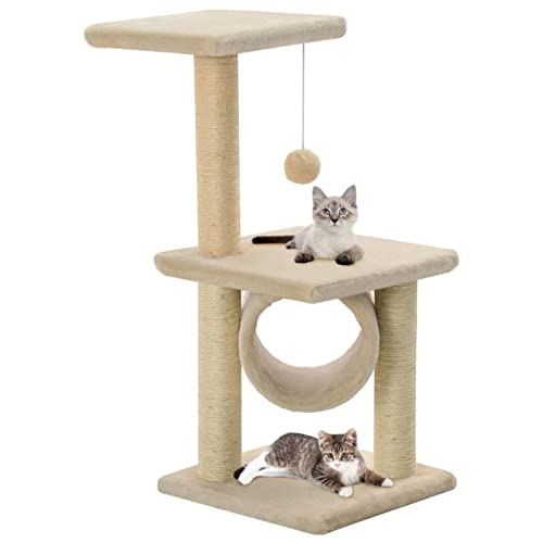 Brokky Katzen-Kratzbaum Sisal 65 cm Katzenkratzbaum Cat Tree Katzen Kratzbaum Katzen ZubehöR Indoor Beige von Brokky