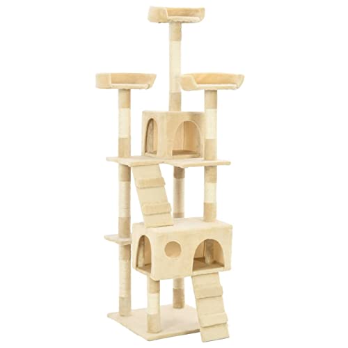 Brokky Katzen-Kratzbaum mit Sisal-Säulen 170 cm Katzenkratzbaum Cat Tree Katzen Kratzbaum Katzen ZubehöR Indoor Beige von Brokky