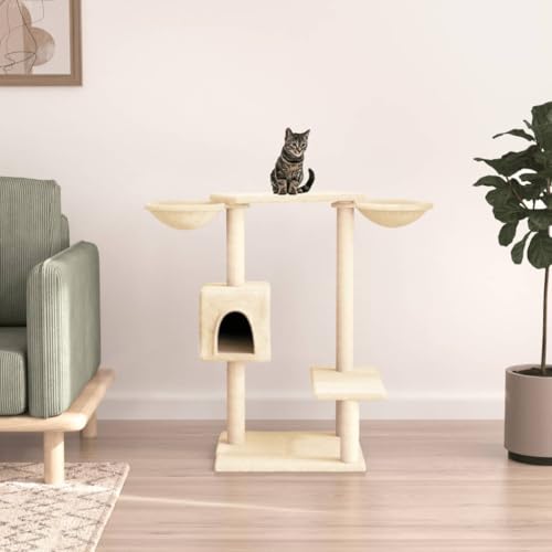 Brokky Kratzbaum mit Kratzsäulen Creme 82 cm KratzsäUle Cat Scratcher Kratzbaum Hoch von Brokky