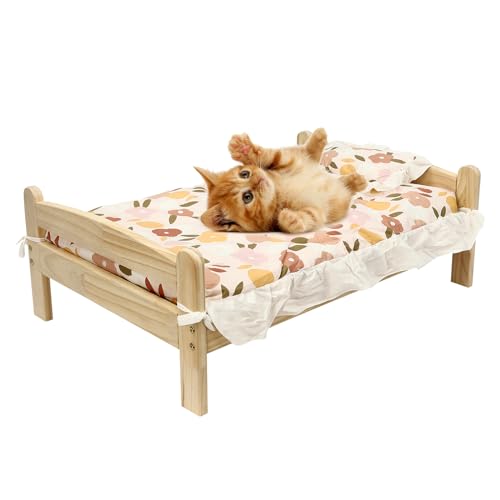 Brride Katzenbett und Hundebett Weiche Laken und Kissen Tragfähigkeit 27,7 lbs geräumige Bett (31 * 21 Zoll) Winter Katze Schlafen Bett Katzensofa Haustierbett Betten für Katzen,Hund von Brride