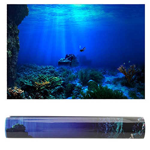 Brrnoo Aquarium-Poster, 3D-Effekt, Unterwasser-Hintergrund, S, Selbstklebendes Seaworld-Hintergrundposter für die Dekoration von Aquarien, 122 X 50 cm (76 * 46cm) von Brrnoo