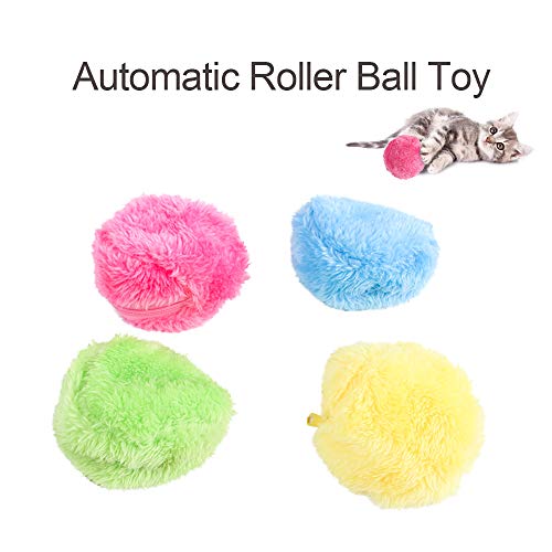 Brrnoo Haustier-Rollerball, Automatisches Rollerball-Spielzeug für Hunde und Katzen, Hunde-Plüschtier, Bewegungsaktivierter Ball, Interaktives Haustierspielzeug mit 4 Korallensamtbezügen von Brrnoo