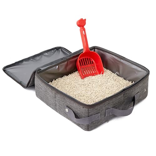 Brrnoo Tragbare Katze mit Großer Kapazität, Leichter Wasserdicht Faltbar, Maschenbeutel für Schaufel, Verwendung mit Haustaschen, Grau (Stil 1) von Brrnoo