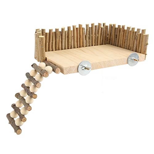 Hamster-Kletterplattform – Kauspielzeug aus Holz und Umzäunter Spielplatz, Ideal für Kleine Haustiere Wie Zuckergleiter und Goldbären (Schraubentyp) von Brrnoo