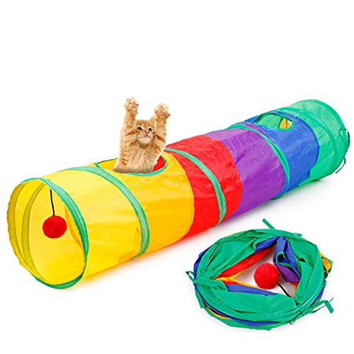 Katzentunnel Road, Katzenspielzeug Kitty Tunnel Pompon Ball Katze Interaktives Spielspielzeug Zum Verstecken Ausruhen für Indoor-Katzenkätzchen Kaninchen Mungo von Brrnoo