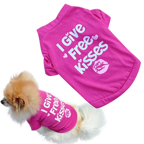 Brüssel08 Hunde-T-Shirt mit rosafarbener Lippe für kleine Welpen, Sommer, für kleine und mittelgroße Hunde und Katzen von Brussels