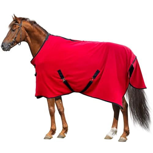 Fleece-Kühldecke für Pferde, Trainingskühler, Feuchtigkeitsdochtdecke zum schnelleren Trocknen von Pferden (Rot, 205,7 cm) von Brvoyep