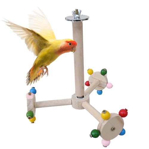 Bird Perch, Bird Chew Toys, Parrot Stand Toy, Cage Perch Spinner, Bird Puzzle Windmill, Parrot Cage Accessories, Bird Stand with Balls, Spinner Perch Toy, Bird Cage Toys, Parrot Chewing Toy von Bsbkoj