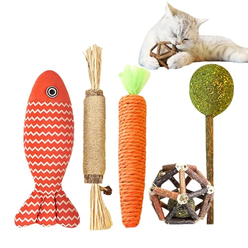 Bsbkoj Cat Chewing Toys, Kitten Chewing Tool Set of 5, 14.96x3.94x3.94 Inches, Natural Cat Chew Sticks, Interactive Pet Toy, Dentals Care Accessories for Indoor, Cats and Kittens von Bsbkoj