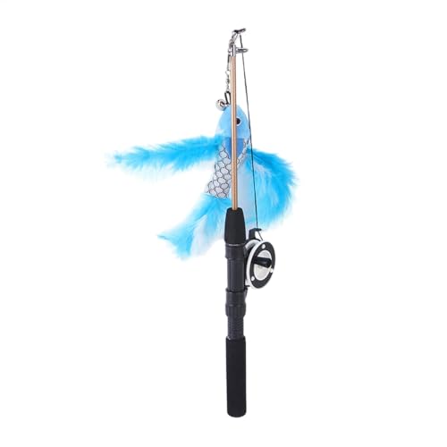 Bsbkoj Cat Fishing Pole Toy, 15.75-28.35 Inches Realistic Cat Teaser with Telescopic Wand, 2-Section Interactive Training Toy for Indoor Kittens and Bored Cats von Bsbkoj