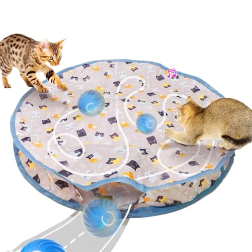 Bsbkoj Cat Play Mat, USB Automatic Toy with 3 Modes, Fast Rolling in Pouch, 8.66x2.36x3.15 Inches, Interactive Kitten Game, Fun Pet Accessory for Festivals & Birthdays von Bsbkoj