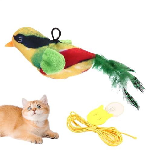 Bsbkoj Chirping Bird Cat Toy, Interactive Chew Toy for Cats, 4.33x1.97x1.57 Inches Simulated Kitten Chewing Device for Bored Indoor Pets Stress Relief Playing Tool von Bsbkoj