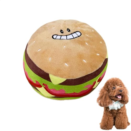 Bsbkoj Dog Plush Toys, Food-Shaped Pet Chewing Toy, Interactive Puppy Comfort Toy, Adorable Teething with Sound for Small and Medium Dogs, Chicken Legs (110g), Hamburger (118g) von Bsbkoj