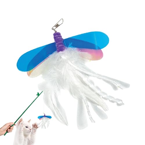 Bsbkoj Feather Toys für den Innenbereich von Katzen, Dragonfly Cat Toy, interaktiver Kitten-Federstick, Feder-Ersatz für Katzen, Katzenspielzeug für Physikalisches Training, Indoor Cat Entertainment von Bsbkoj