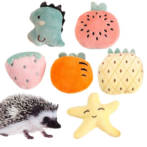 Bsbkoj Hedgehog Treats Toys, 6X Soft Toy Interactive Set, 3.15x3.15x0.39 Inches, Engaging Comfort, Compact and Lightweight, Chewable Small Animal for Hamsters, Rabbits, Mice, Kittens von Bsbkoj