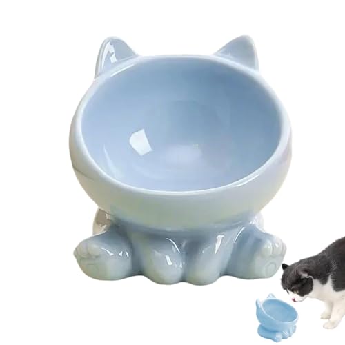 Bsbkoj Premium Ceramic Cat Food Dish | Elevated Design for Anti-Vomiting and Neck Comfort | Slanted Cat Feeder Ideal for Indoor Use with Small Cats | Ceramic Elevated Cat Dish von Bsbkoj