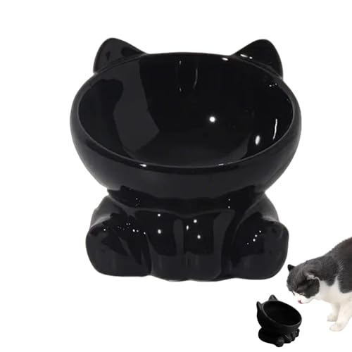 Bsbkoj Premium Ceramic Cat Food Dish | Elevated Design for Anti-Vomiting and Neck Comfort | Slanted Cat Feeder Ideal for Indoor Use with Small Cats | Ceramic Elevated Cat Dish von Bsbkoj